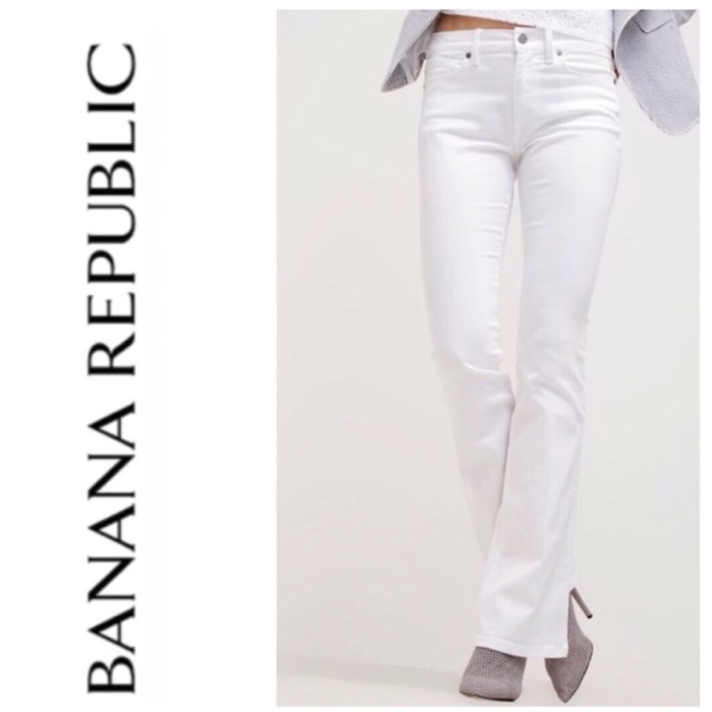 Banana Republic White Mid Rise Jeans Sz 28 Bin S